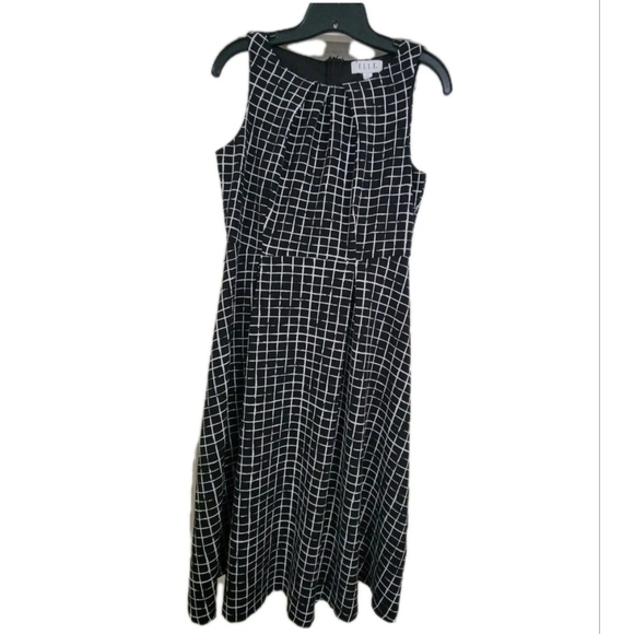 Elle Black and White A-Line Midi Dress - Picture 1 of 5